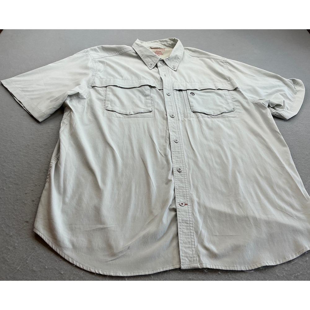 Coleman‎ Mens Short Sleeve Fishing Shirt Vented Ripstop Tan XXL Utility Hiking